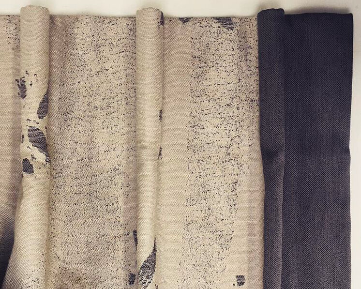 Printed linen and contrast curtain edging