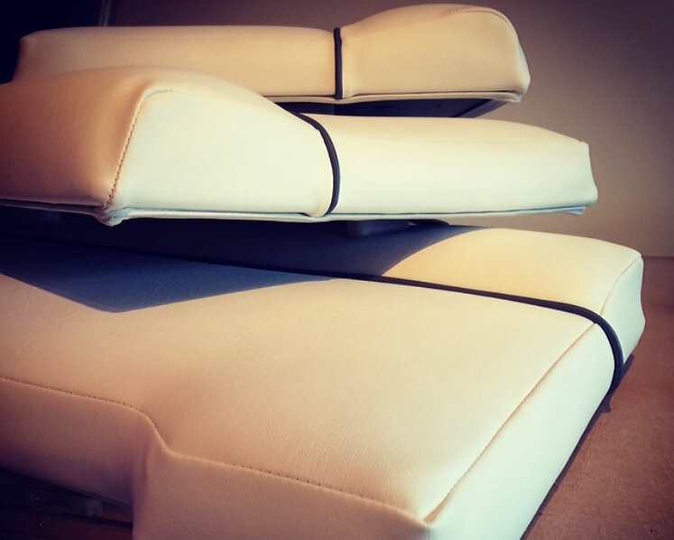 Fitted cream boat cushions